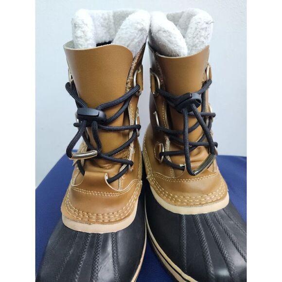 Sorel Men Brown Tan w/Drawstring Laces Waterproof Snow Suede Boots size 6 main image 5